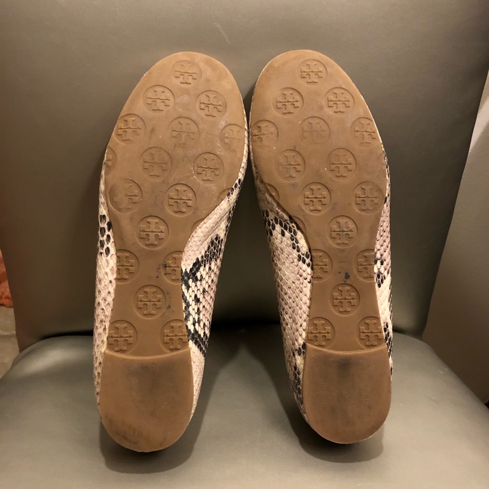 Tory Burch snakeskin flats, elastic heel